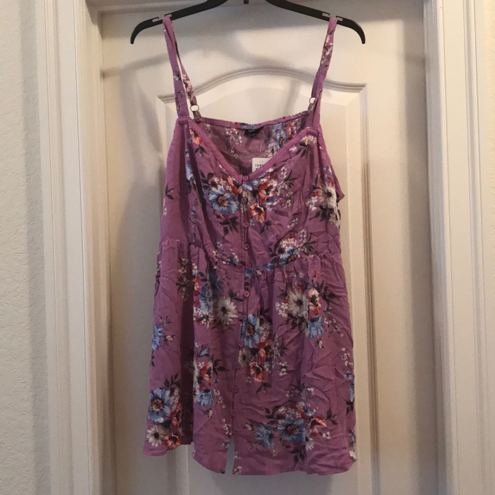 Torrid purple floral crepe babydoll tank size 4